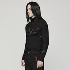 PUNK RAVE Men's Punk Stand Collar Ripped Shirt