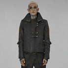 PUNK RAVE Men's Punk Stand Collar Splice Distressed Jacket