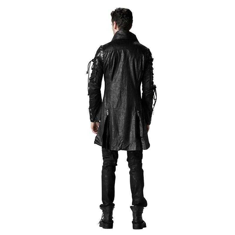 Men's Punk Studded Faux Leather Zipper Jacket Black