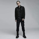 Punk Rave Men's Punk Turn-down Collar Mesh Splice Jacket
