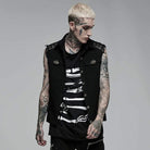 Punk Rave Men's Punk Turn-down Collar Unedged Waistcoat