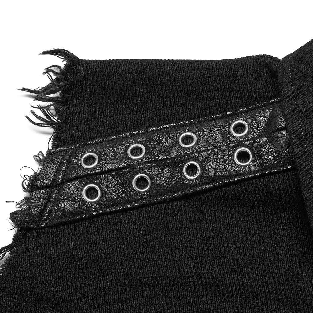 Punk Rave Men's Punk Turn-down Collar Unedged Waistcoat