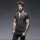 Men's Punk Zipper Lace Up T Shirt With Straps