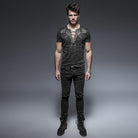 Men's Punk Zipper Lace Up T Shirt With Straps