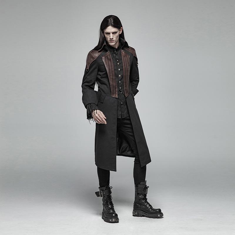 Men's Steampunk Color Contrast Single-Breasted Dovetail Jacket