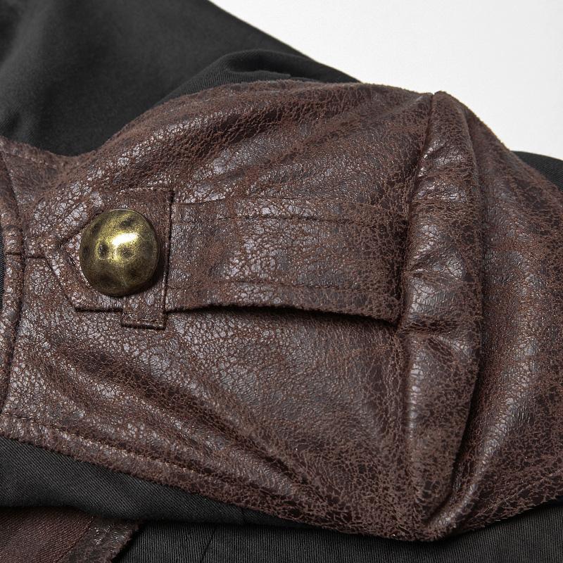 Men's Steampunk Color Contrast Single-Breasted Dovetail Jacket