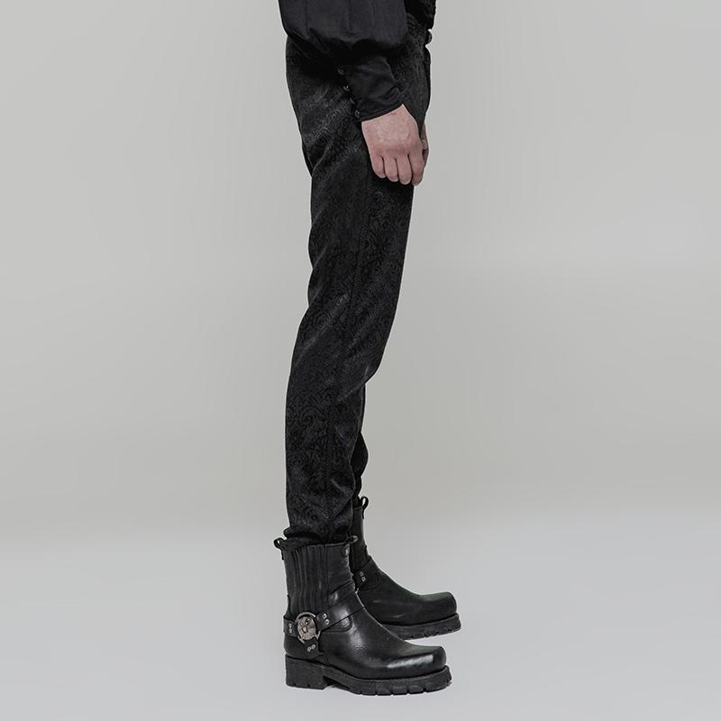 Men's Gothic High Waist Jacquard Skinny Trousers