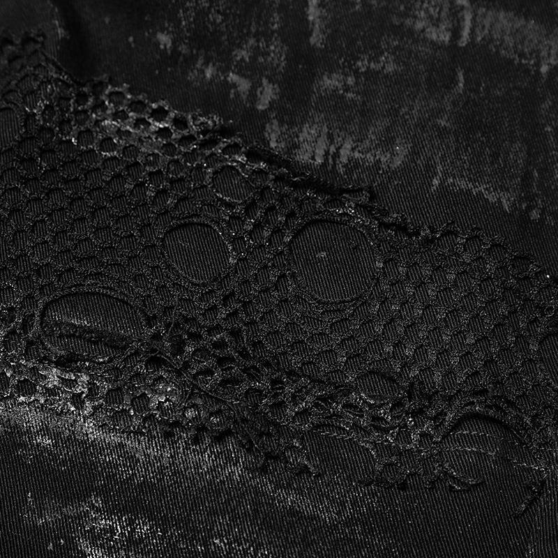 Men's Personality Distressed Mesh-paneled Skinny Trousers