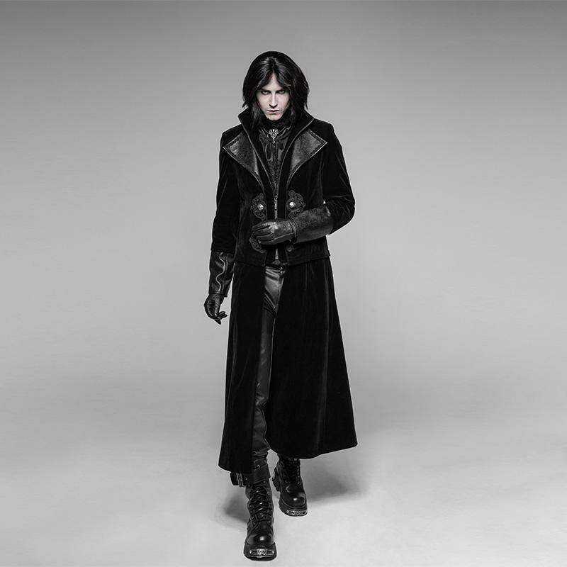 Men's Vintage Goth Long Velvet Coat
