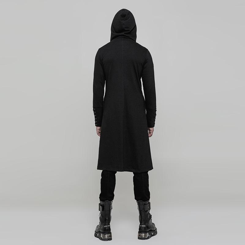 Punk Rave Men's Gothic 3D Jacquard Zipper Hooded Coat