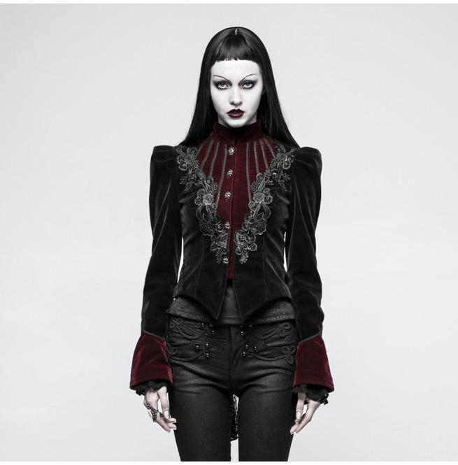 Women's Gothic Stand Collar Forked Tail Velvet Jackets