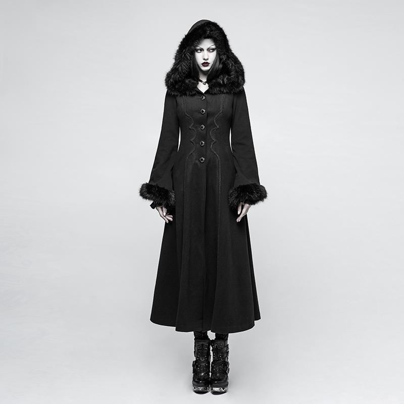 Women's Steampunk Hooded Maxi Coat
