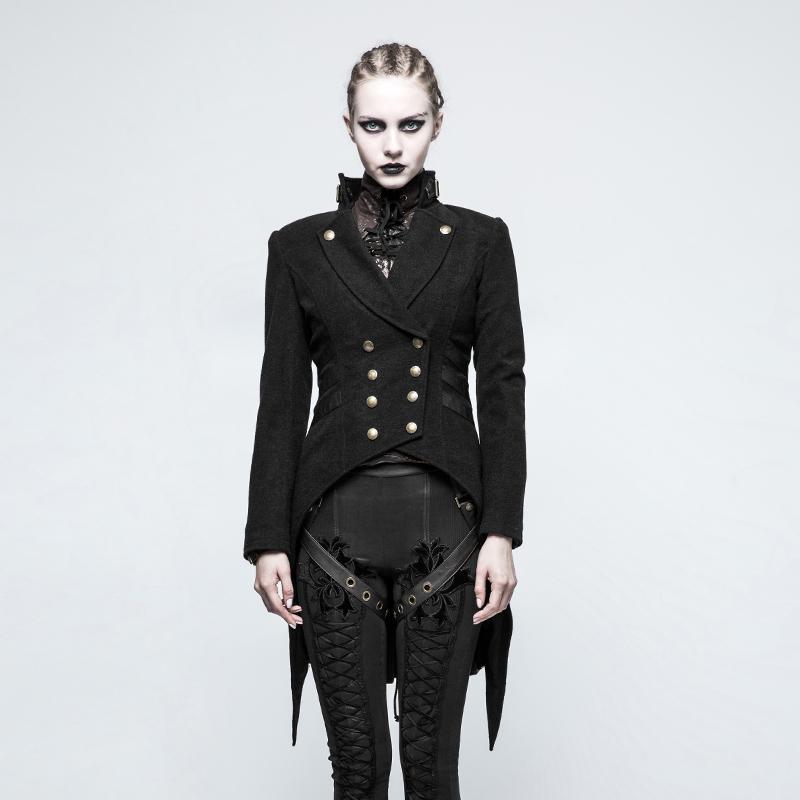 Women's Steampunk Lapel Double Breasted Swallow Tail Worsted Jacket