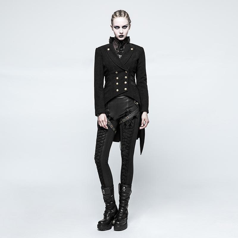 Women's Steampunk Lapel Double Breasted Swallow Tail Worsted Jacket