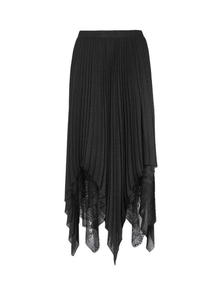 Women's Goth Chiffon Lace Irregular Maxi Skirt