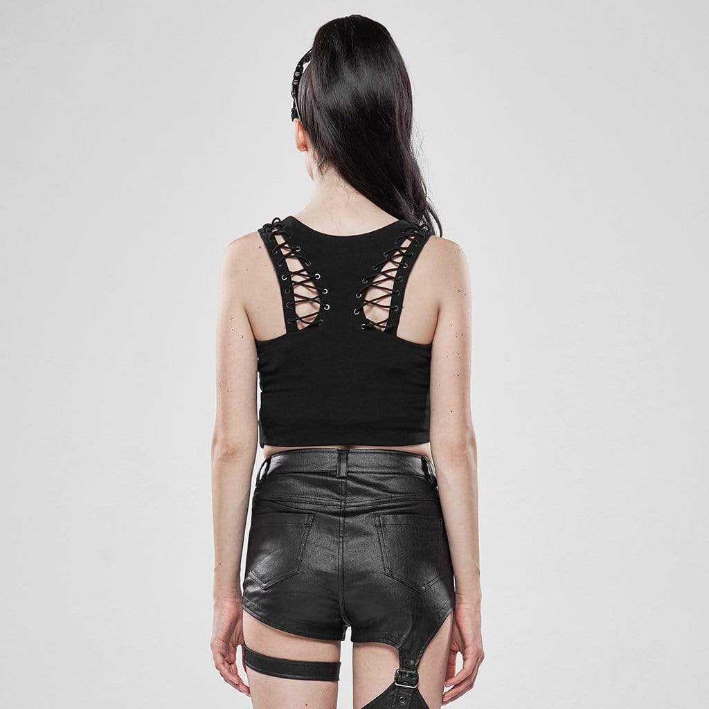 Women's Goth Contracted Style V-Neck Vests