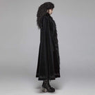 Women's Goth Embroideried Woolen Maxi Coat With Fur Collar