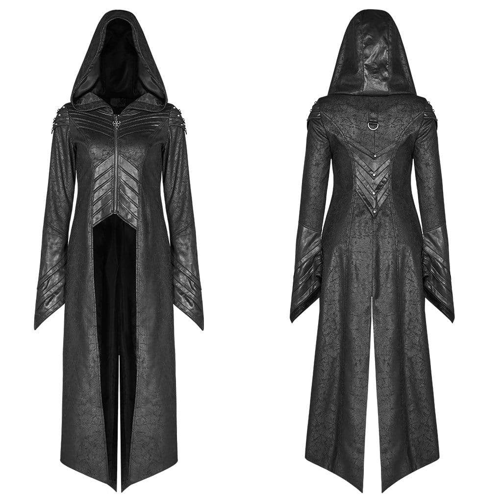 Women's Goth Forked Tail Faux Leather Long Jacket