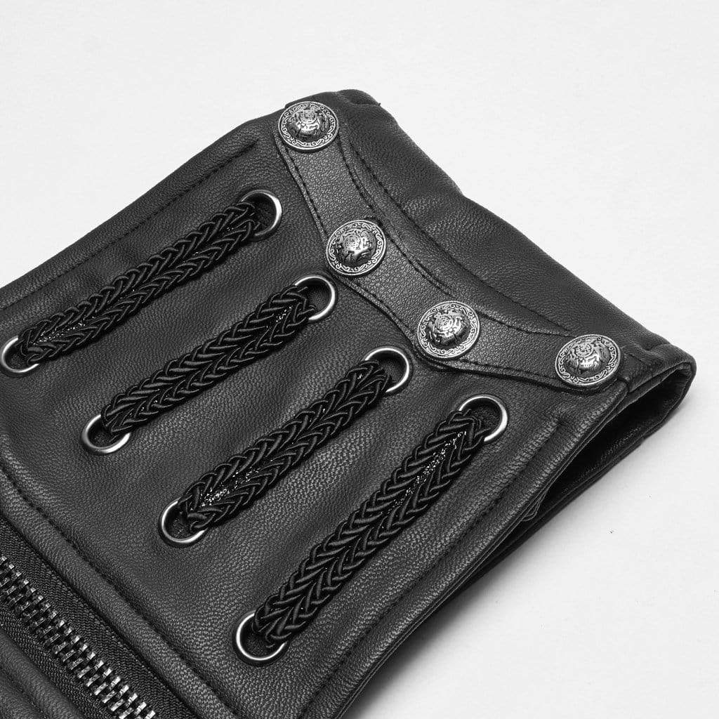 Women's Goth Front Zipper Faux Leather Underbust Corsets