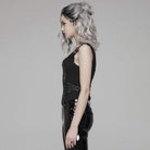 Women's Goth Front Zipper Lacing Jacquard Vest