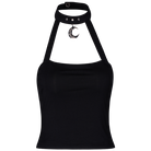 Women's Goth Halter Backless Black Top