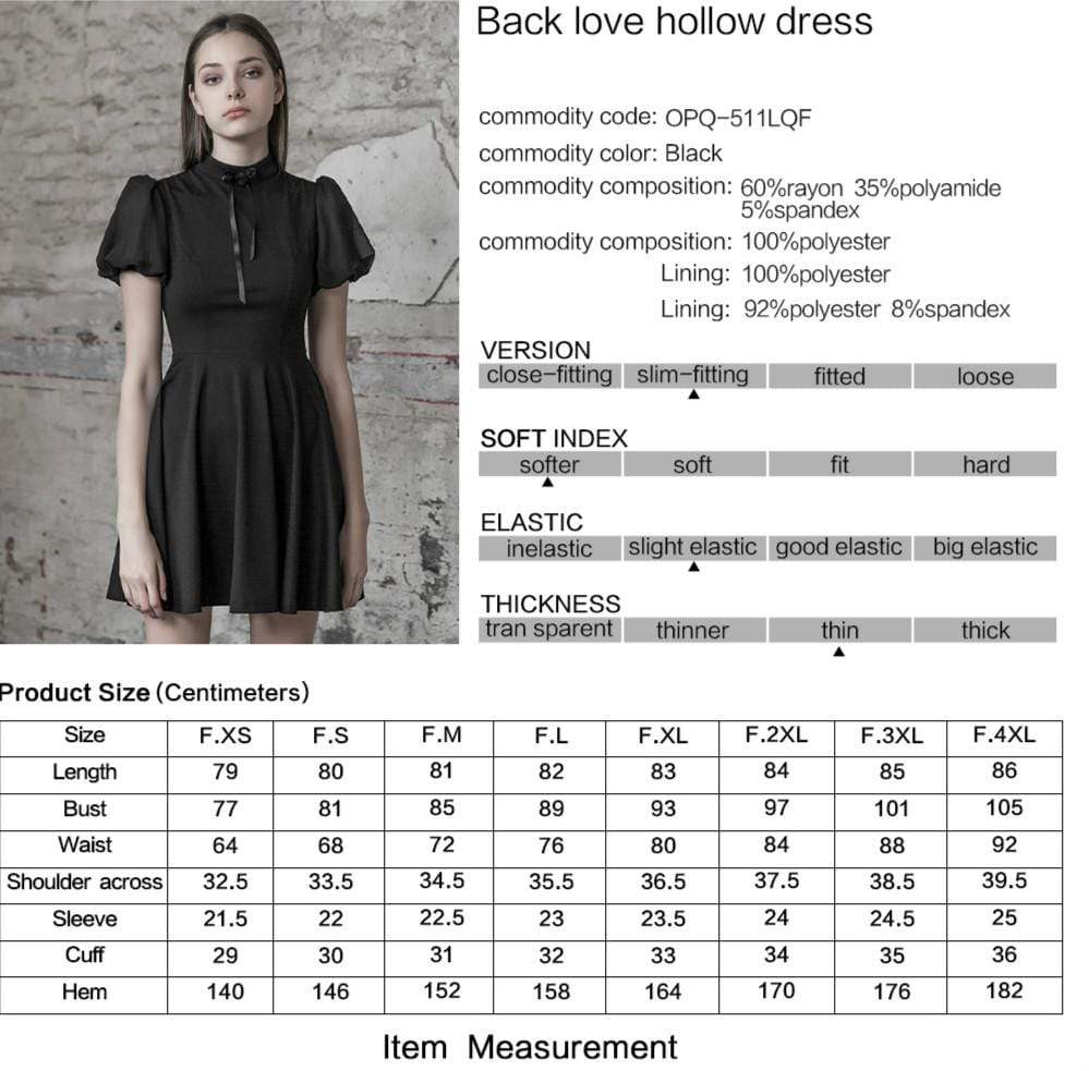 Women's Goth Heart Peakaboo Back Lolita Dress