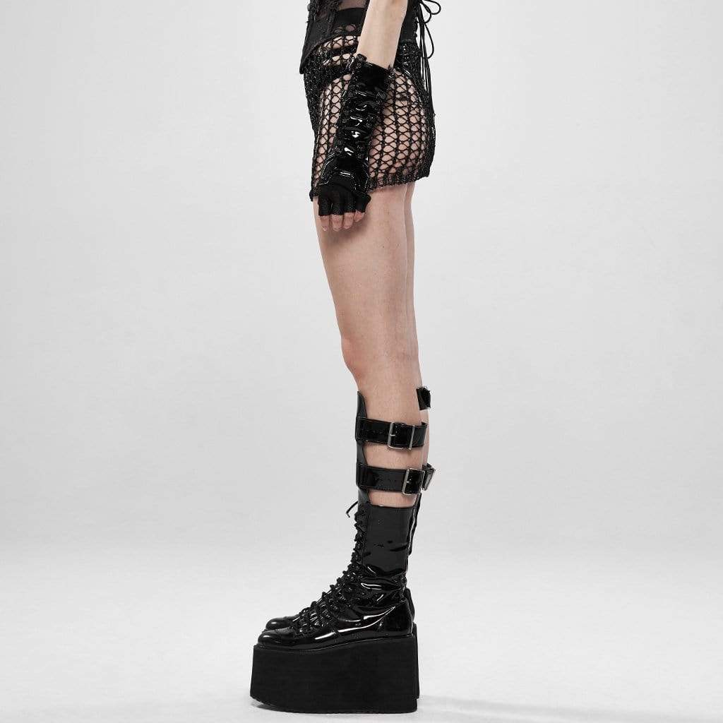 Women's Goth Hollow Out Net Mini Skirts