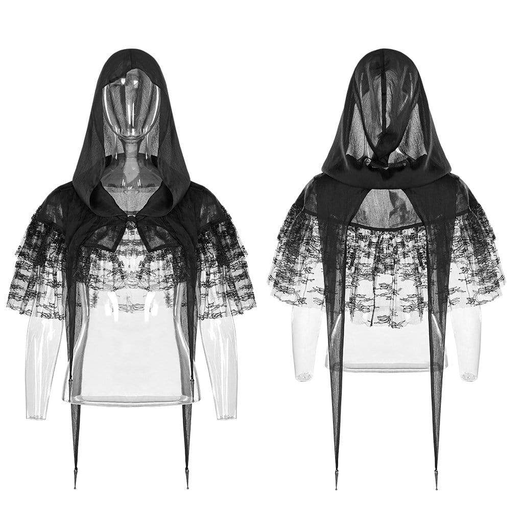 Women's Goth Lace Hooded Short Cloaks
