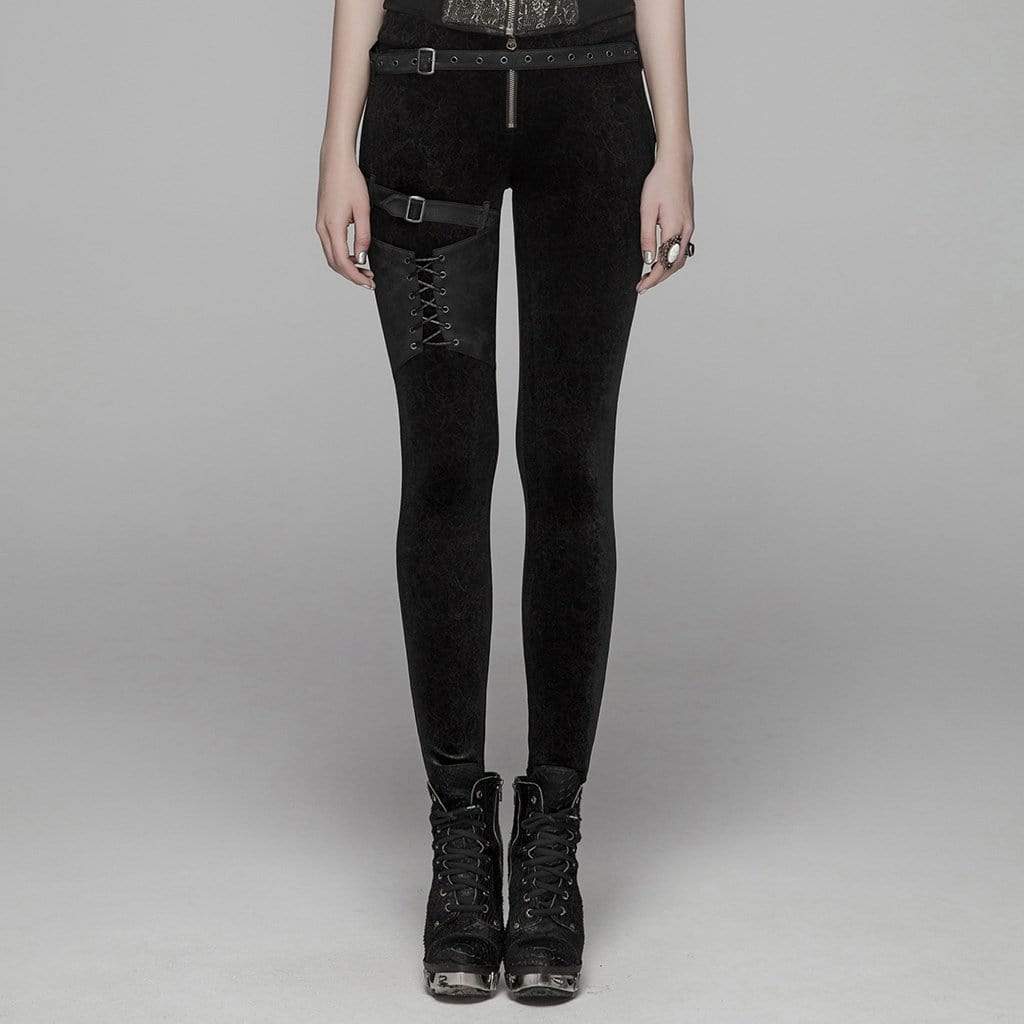 Women's Goth Lacing Leggings With Straps