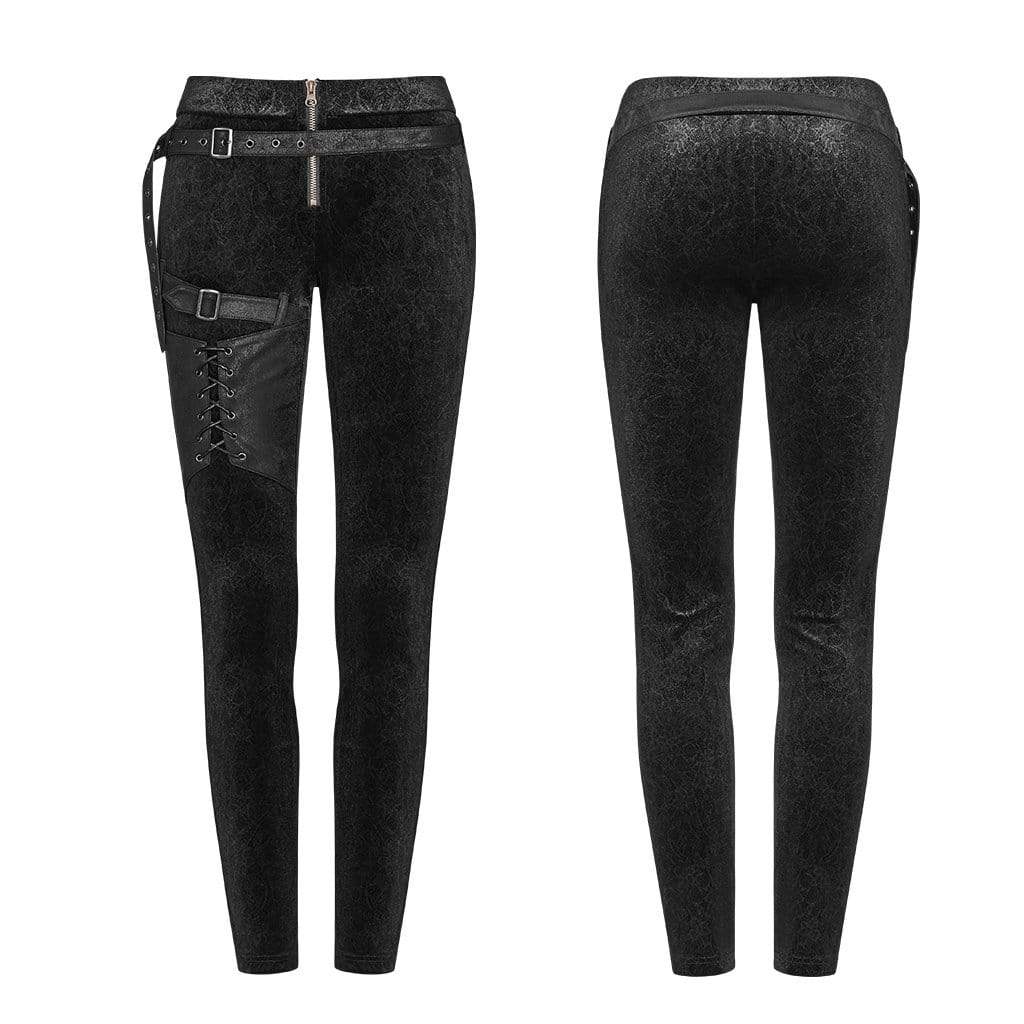 Women's Goth Lacing Leggings With Straps