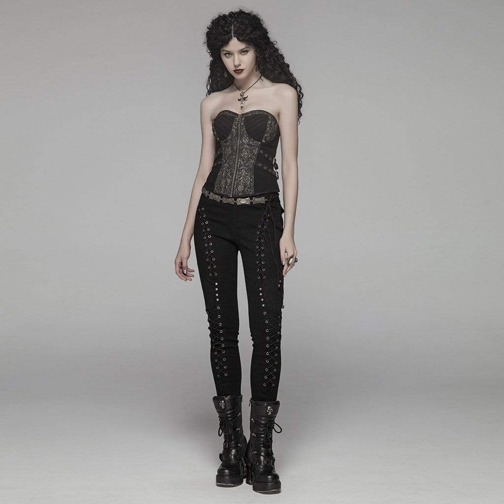 Women's Goth Lacing Skinny Jeans