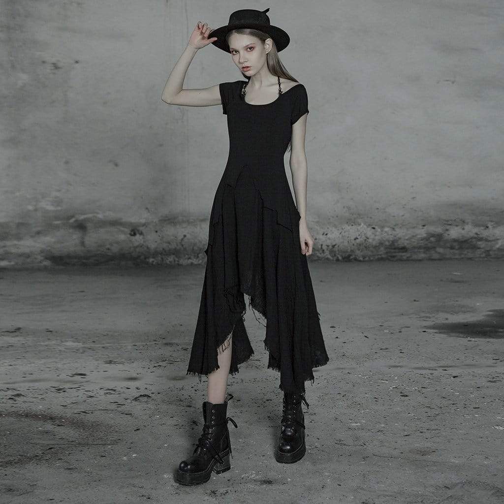 Women's Goth Lolita Irregular Maxi Dress