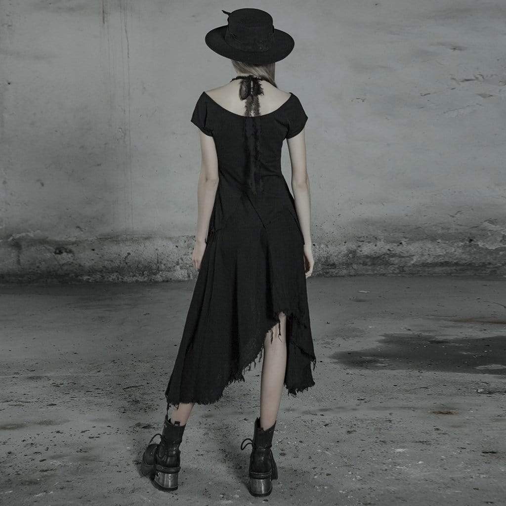 Women's Goth Lolita Irregular Maxi Dress