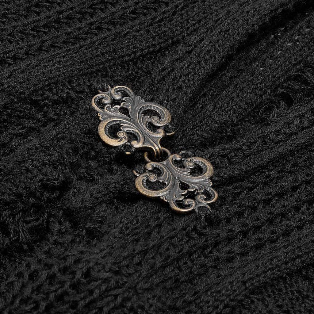 Cárdigan largo con capucha de encaje multicapa gótico para mujer