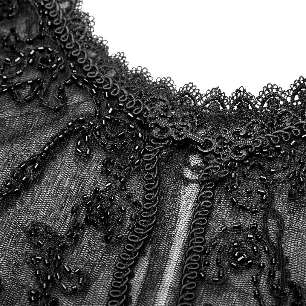 Women's Goth O-Neck Mesh Sleeveless Little Cloak