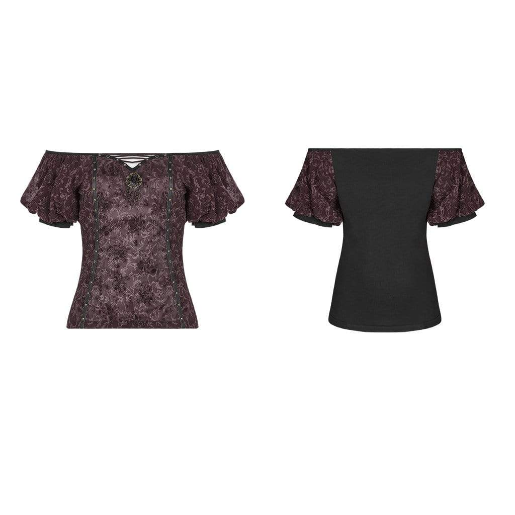 Women's Goth Off Shoulder Puff Sleeved Tops