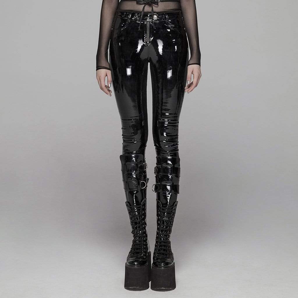 Women's Goth PVC Skinny Legging Pants