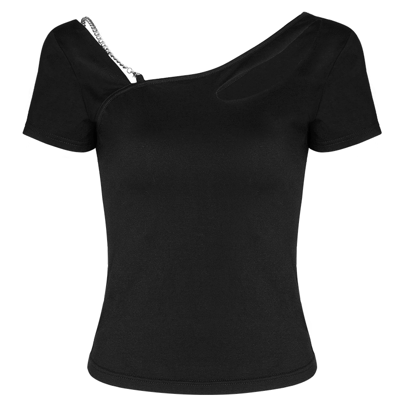 Women's Goth Spring Fitted Black T-shirt