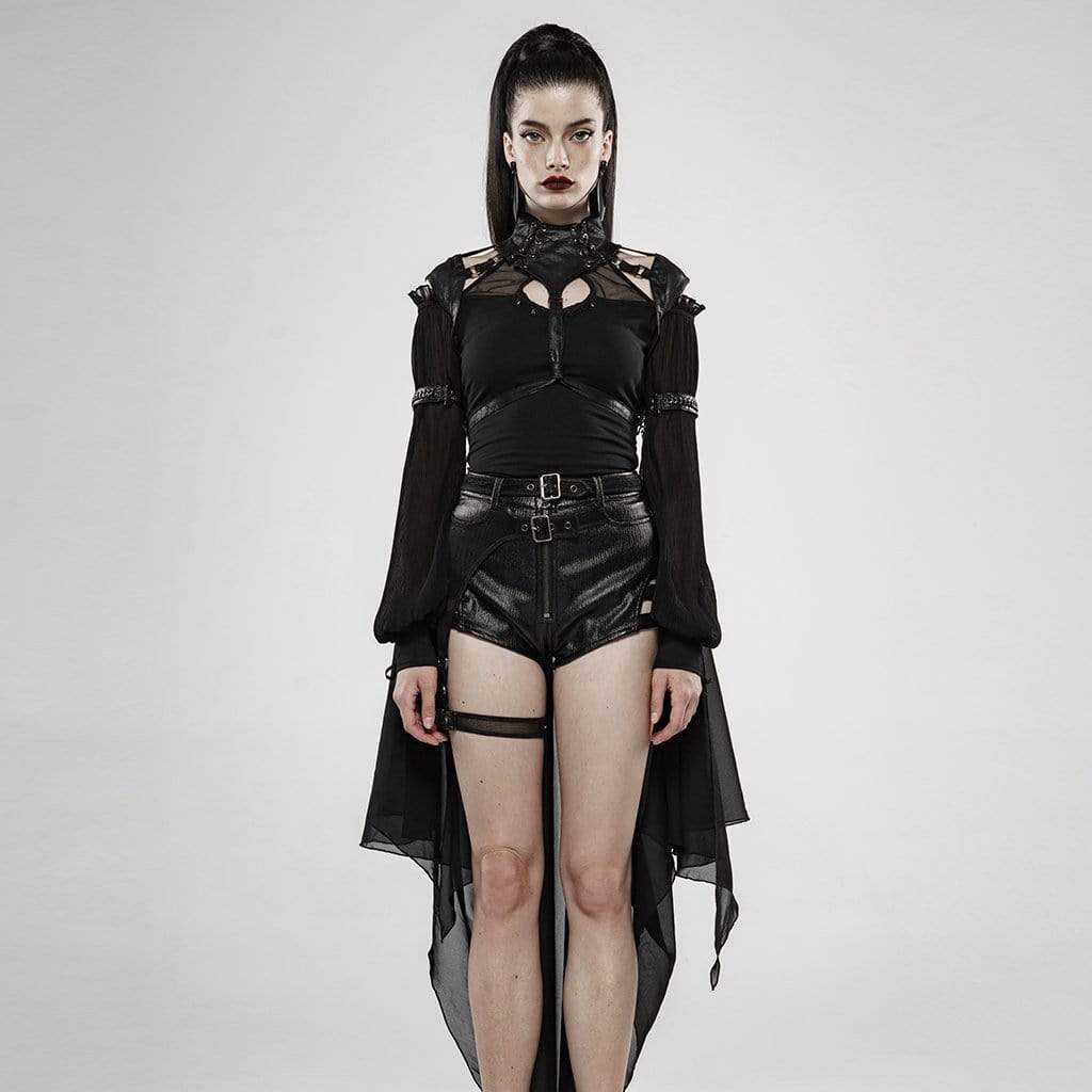Women's Goth Stand Collar Cutout Bat Harness