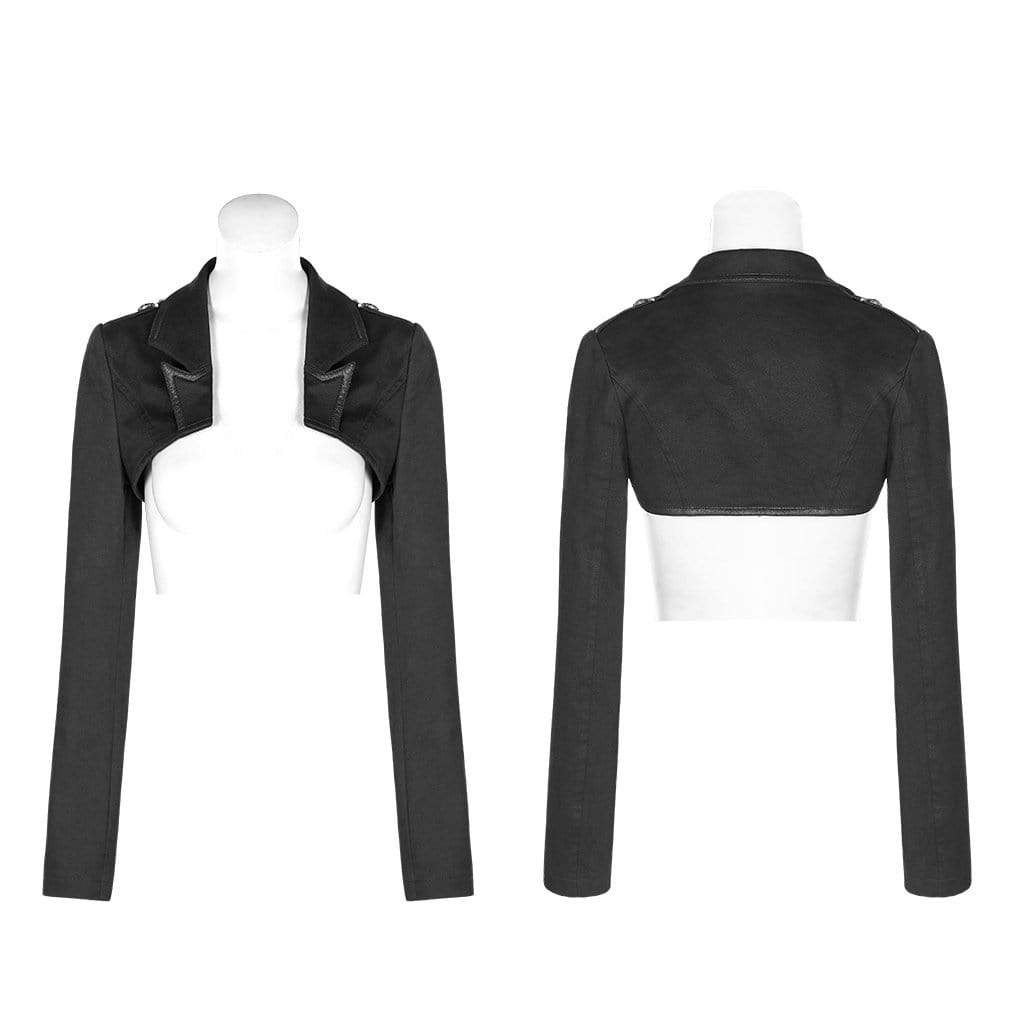 Women's Goth Turn-down collar Long Sleeved Short Jackets