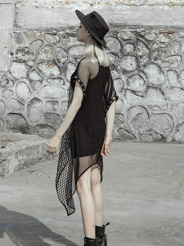 Women's Goth Two Piece Asymmetrical Mesh Dress