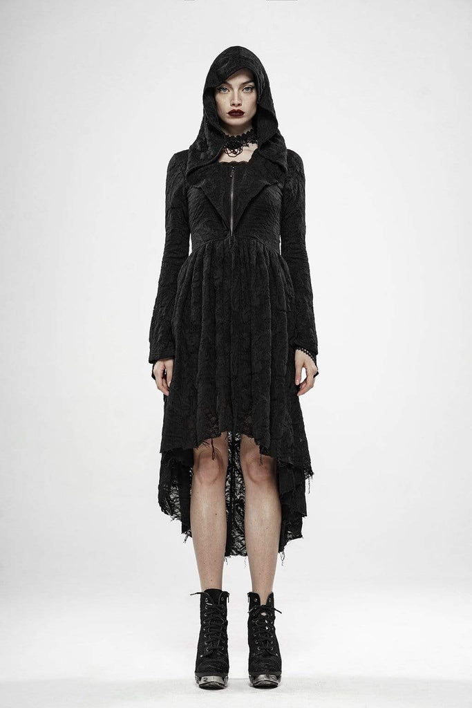 Women's Goth Witch Irregular Folded Dresses With Hood