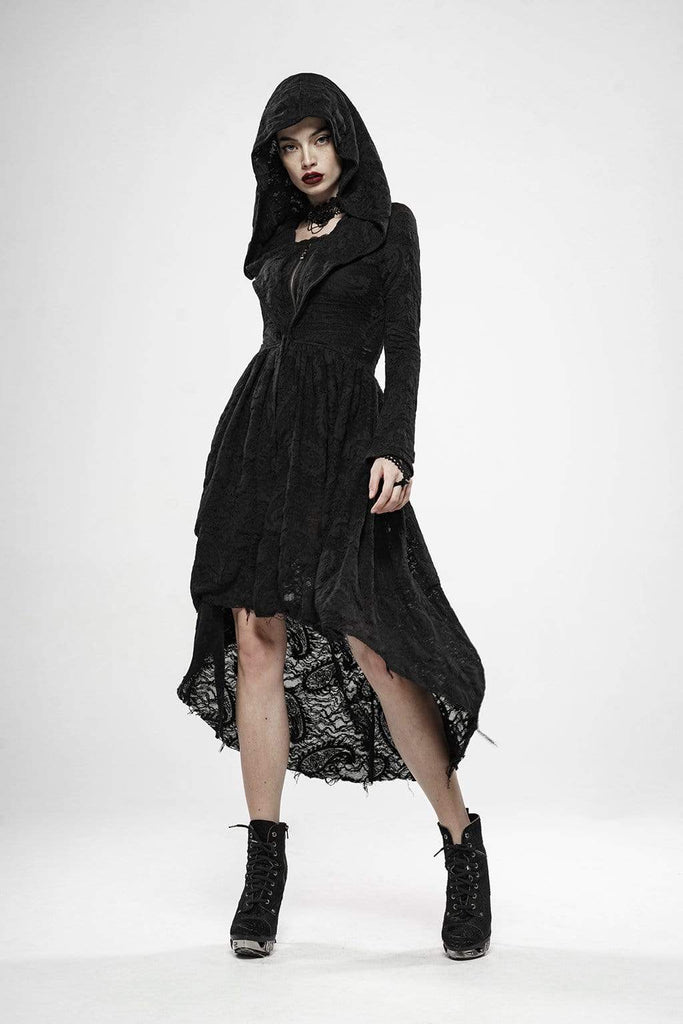 Women's Goth Witch Irregular Folded Dresses With Hood