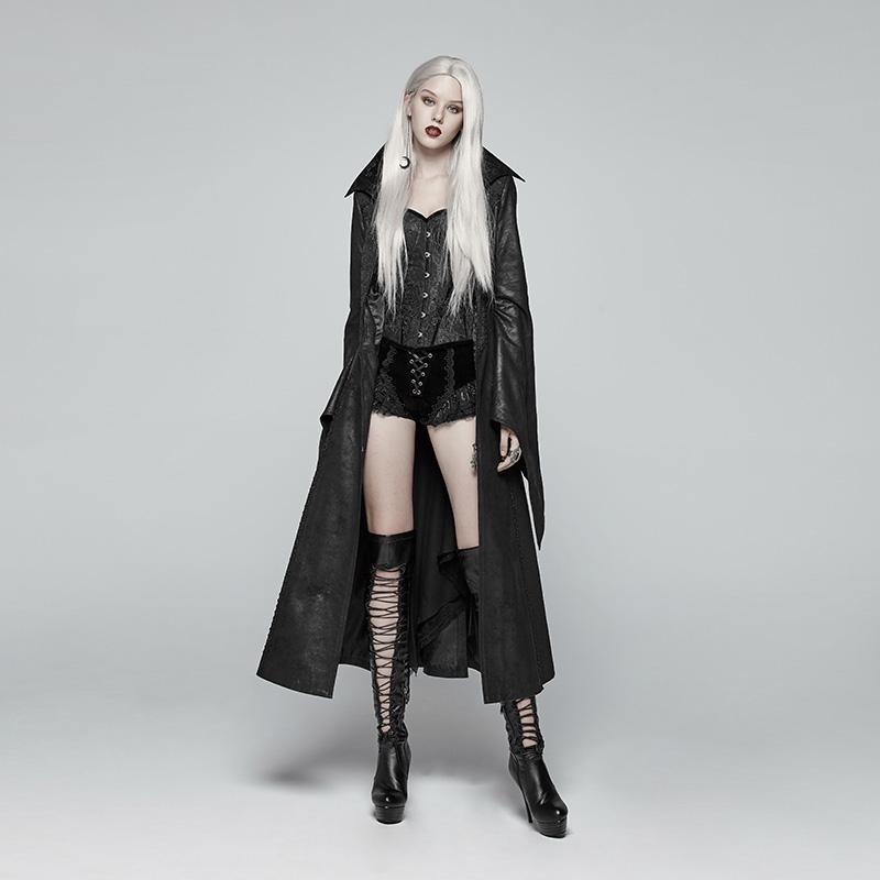 Women's Goth Witch Overcoat With Flare Sleeves