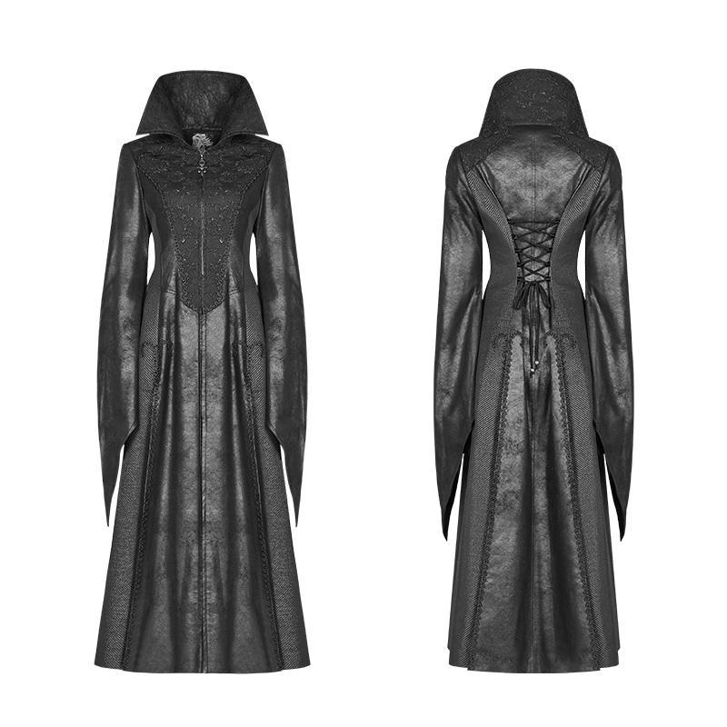 Women's Goth Witch Overcoat With Flare Sleeves