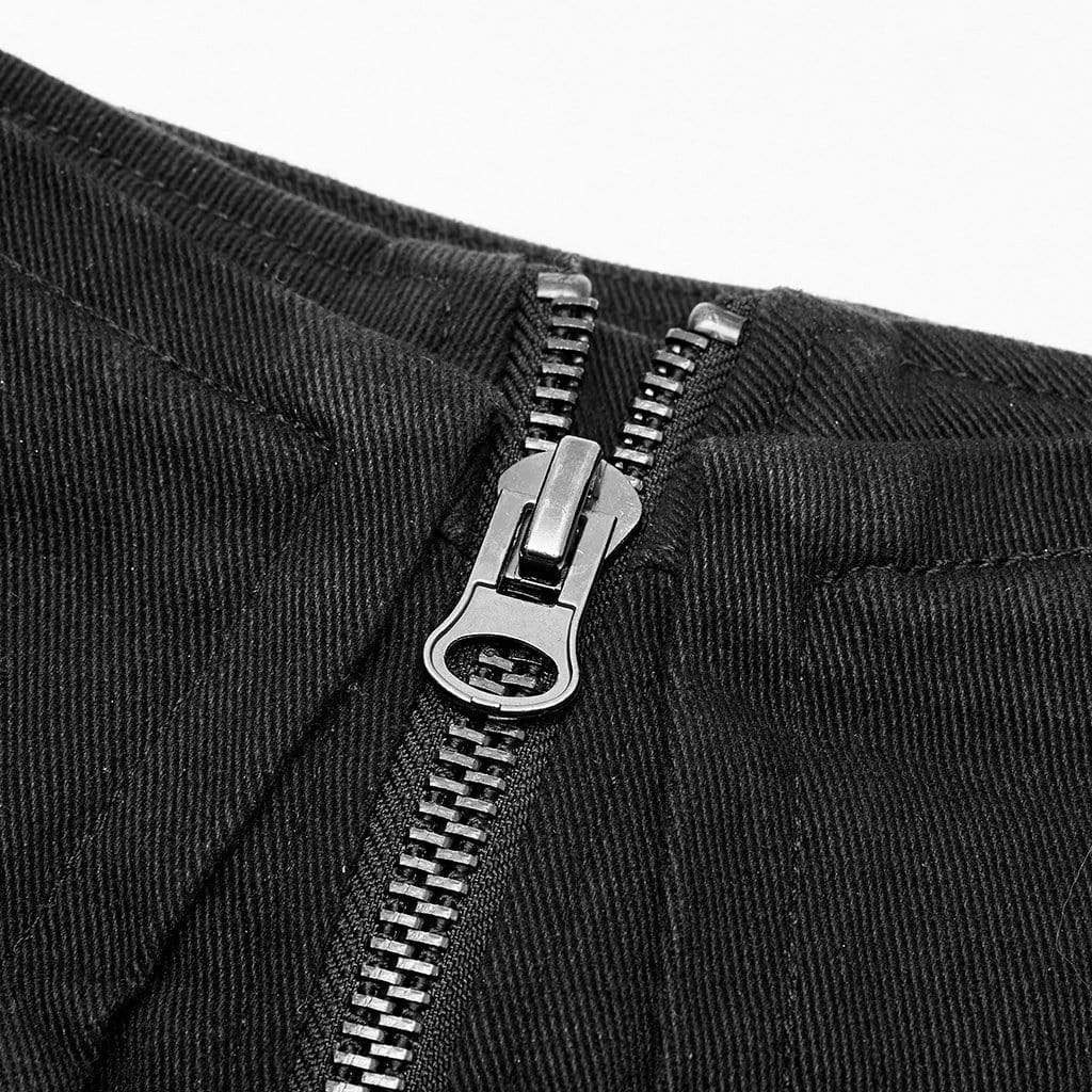 Women's Goth Zipper Fly Multilayered Hot Shorts