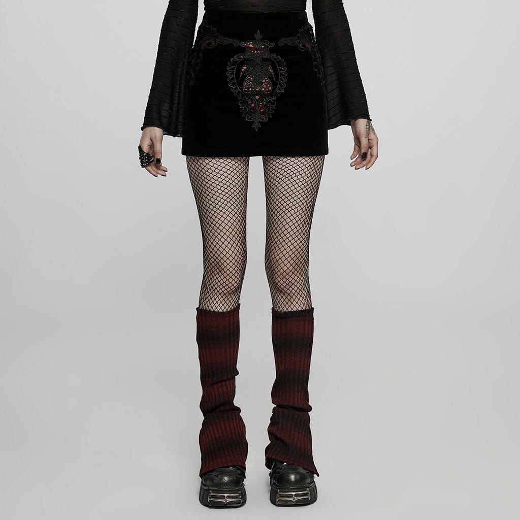 PUNK RAVE Women's Gothic Applique Short Skirt