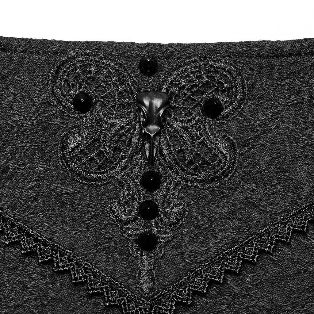 PUNK RAVE Women's Gothic Butterfly Embroidered Irregular Skirt