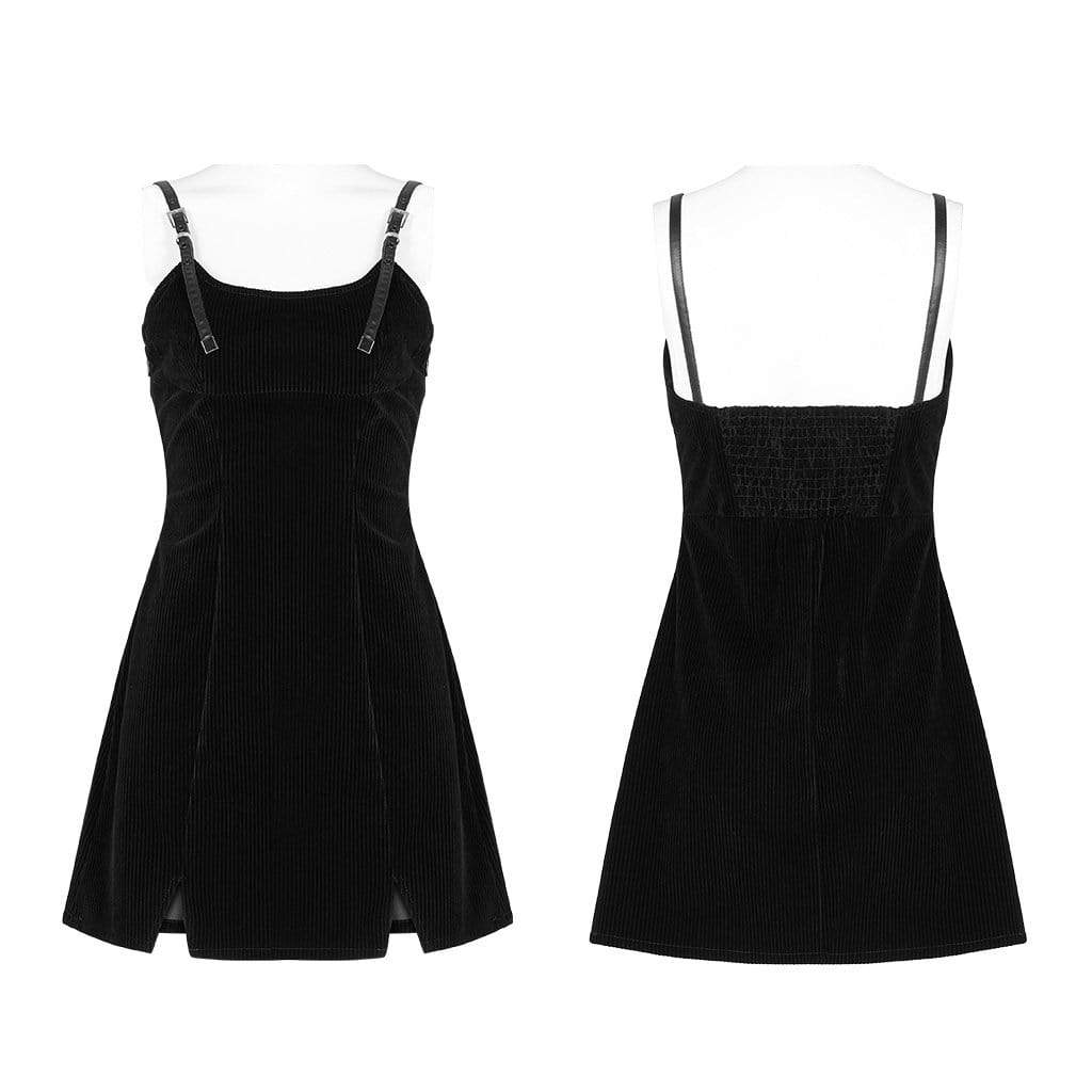 Women's Gothic Corduroy A-line Slip Dresses