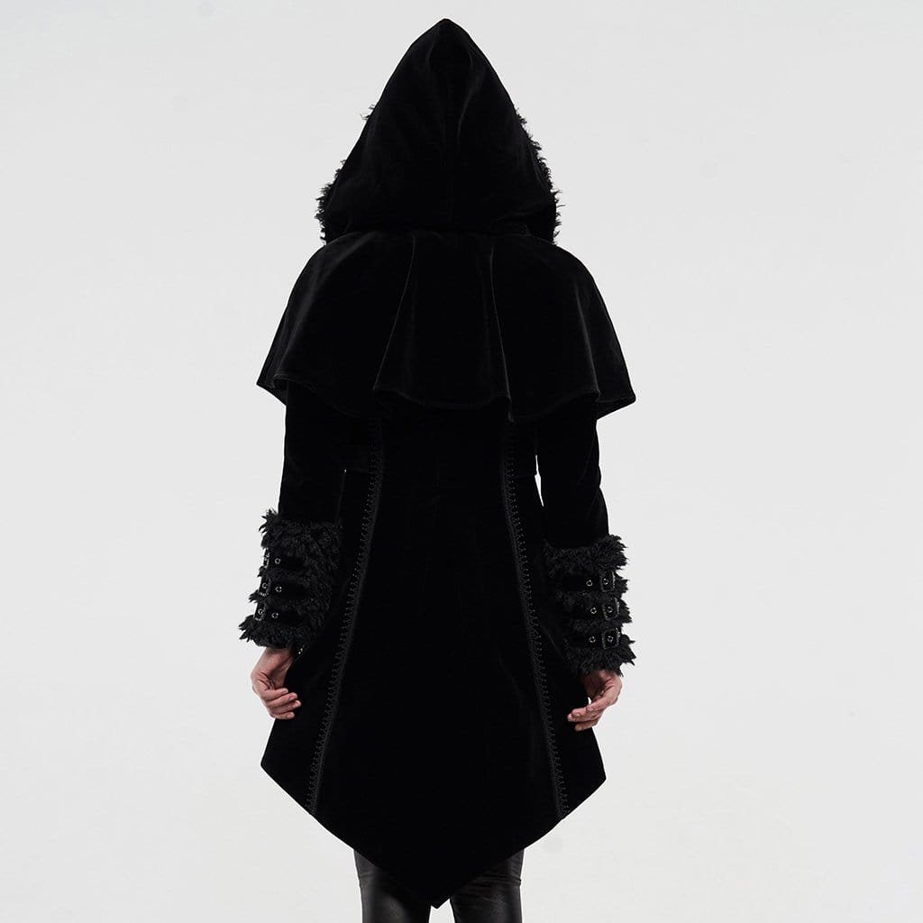 Women's Gothic Fake Two Pieces Hooded Cloak Coats
